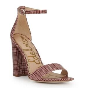 Sam Edelman Yaro Pink Plaid Sandal Heels Size 7 Like new!